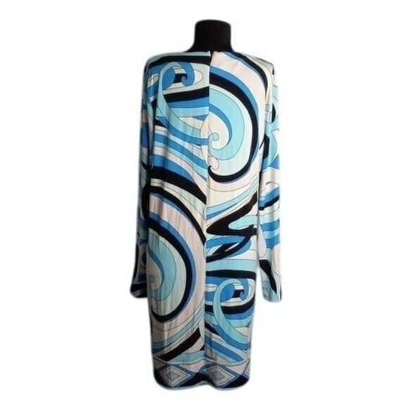 Michael Michael Kors XL Dress Abstract Mod Pop Art Print Long Sleeve Summer Blue - Picture 3 of 12